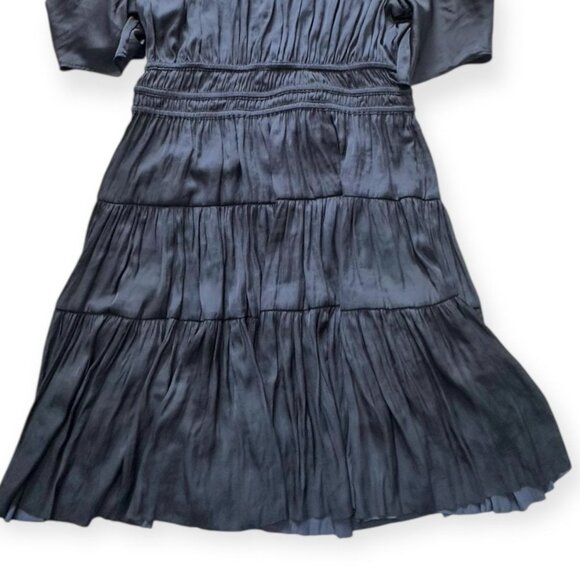 Ulla Johnson Azaria Dress Midnight Plissé Satin Mini Size 12 NWT $575 - Picture 11 of 15
